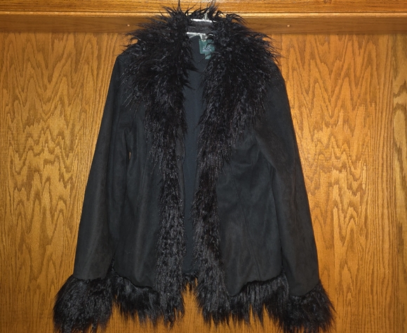 Wild Fable Black Leather Jacket with Faux Fur Trim - Picture 1 of 3